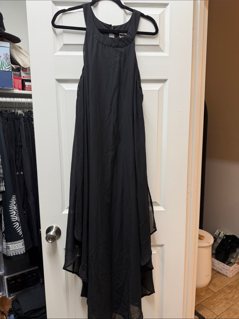 Wrapper Black High-Low Chiffon Skirt